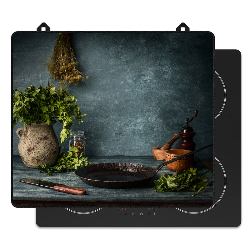 Protector de inducción con diseño rústico para la placa de inducción, vista frontal