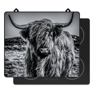 Protector de inducción Highlander escocés blanco y negro para la placa de inducción, vista frontal