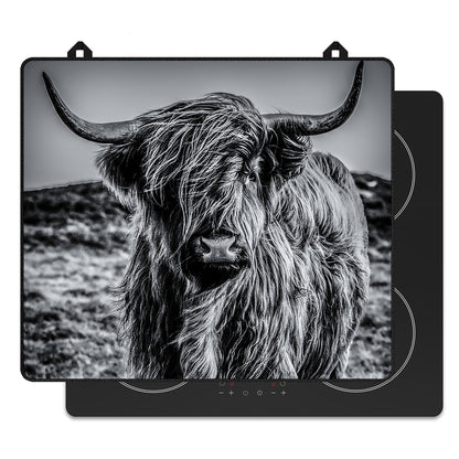 Protector de inducción Highlander escocés blanco y negro para la placa de inducción, vista frontal
