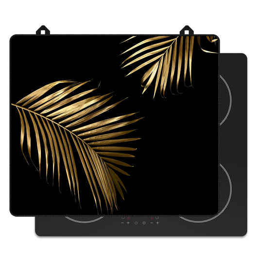 Protector de inducción con diseño de hojas doradas para la placa de inducción, vista frontal.