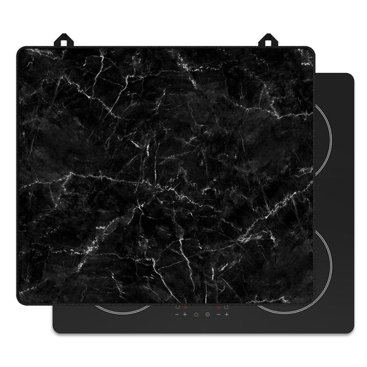 Protector de inducción de mármol negro y blanco para la placa de inducción, vista frontal