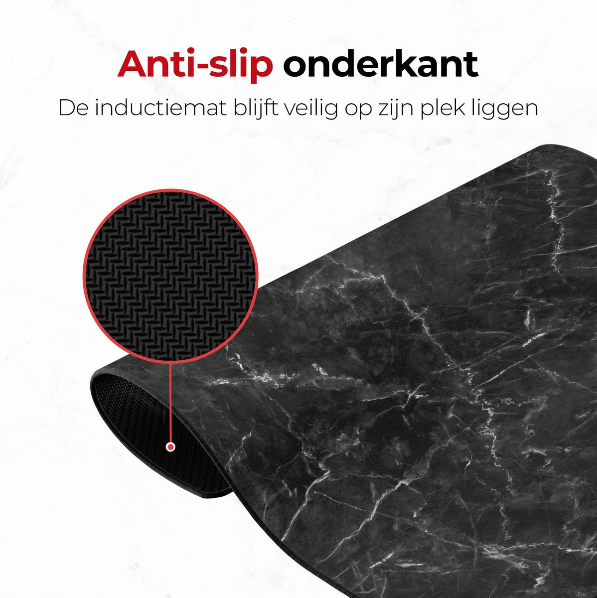 Alfombra de inducción mármol negro y blanco con base antideslizante