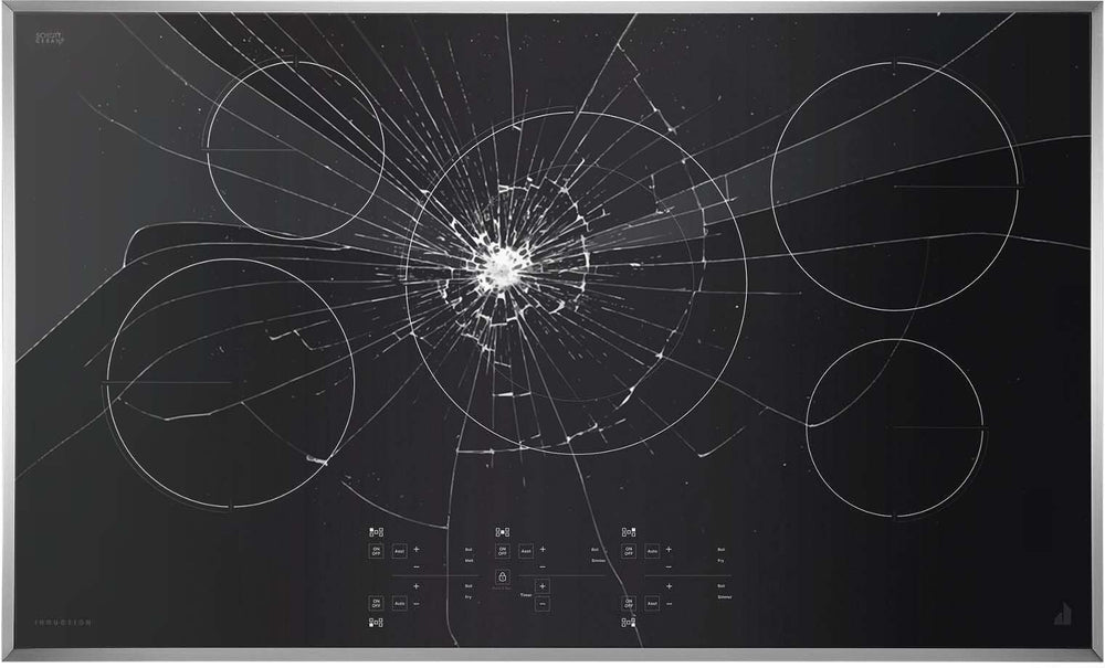 Placa de inducción dañada con arañazos